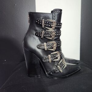 Steve Madden Black Multi-Buckle Heeled Boots